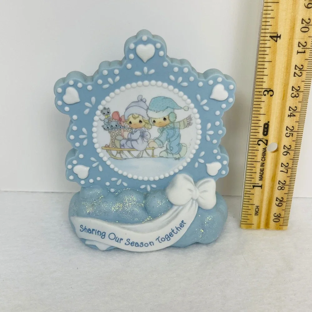 Precious Moments Sharing Our Season Together Blue Snowflake Figurine Winter Sled